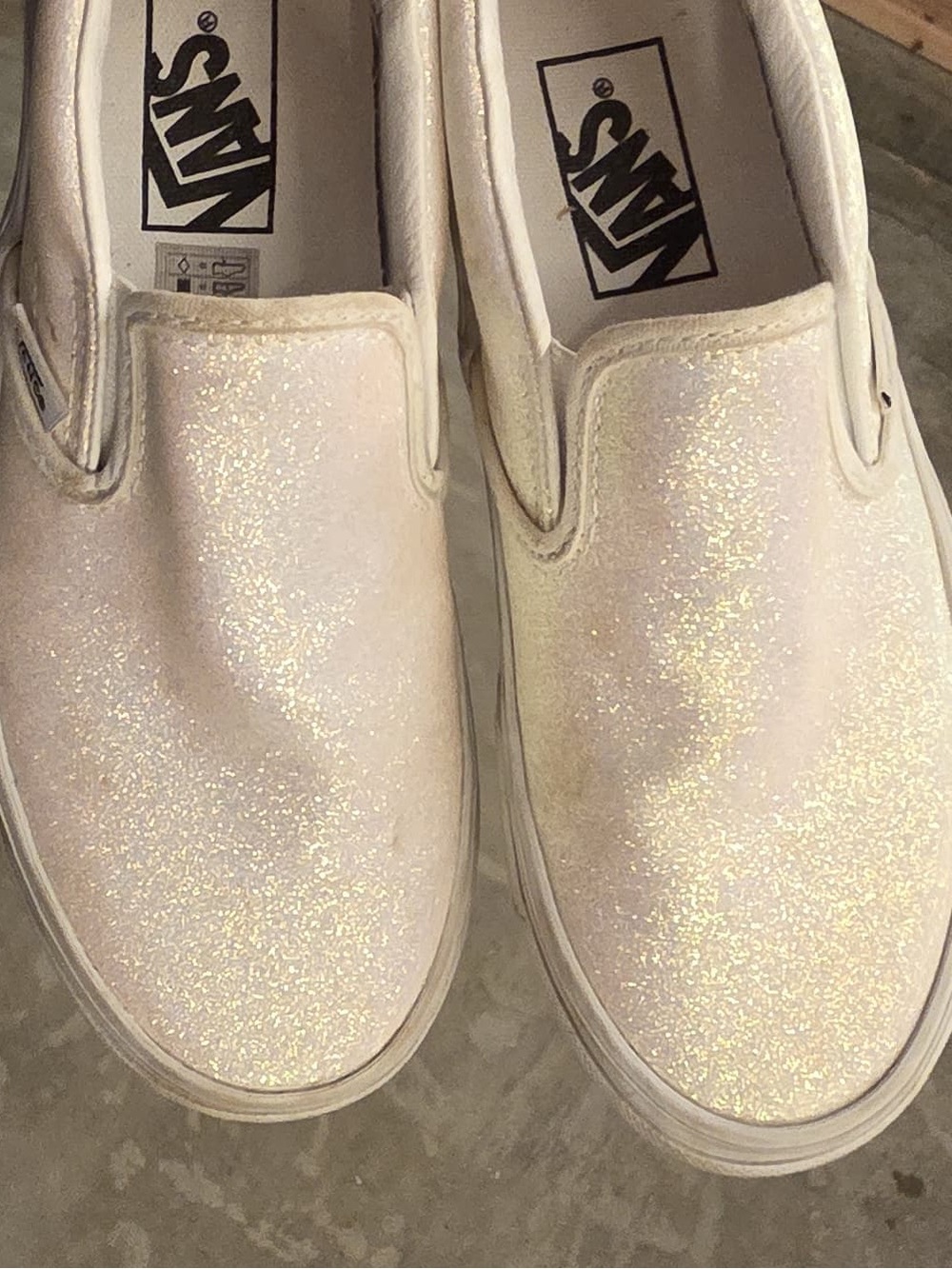 Vans Women's Slip-On Glitter Mules in White